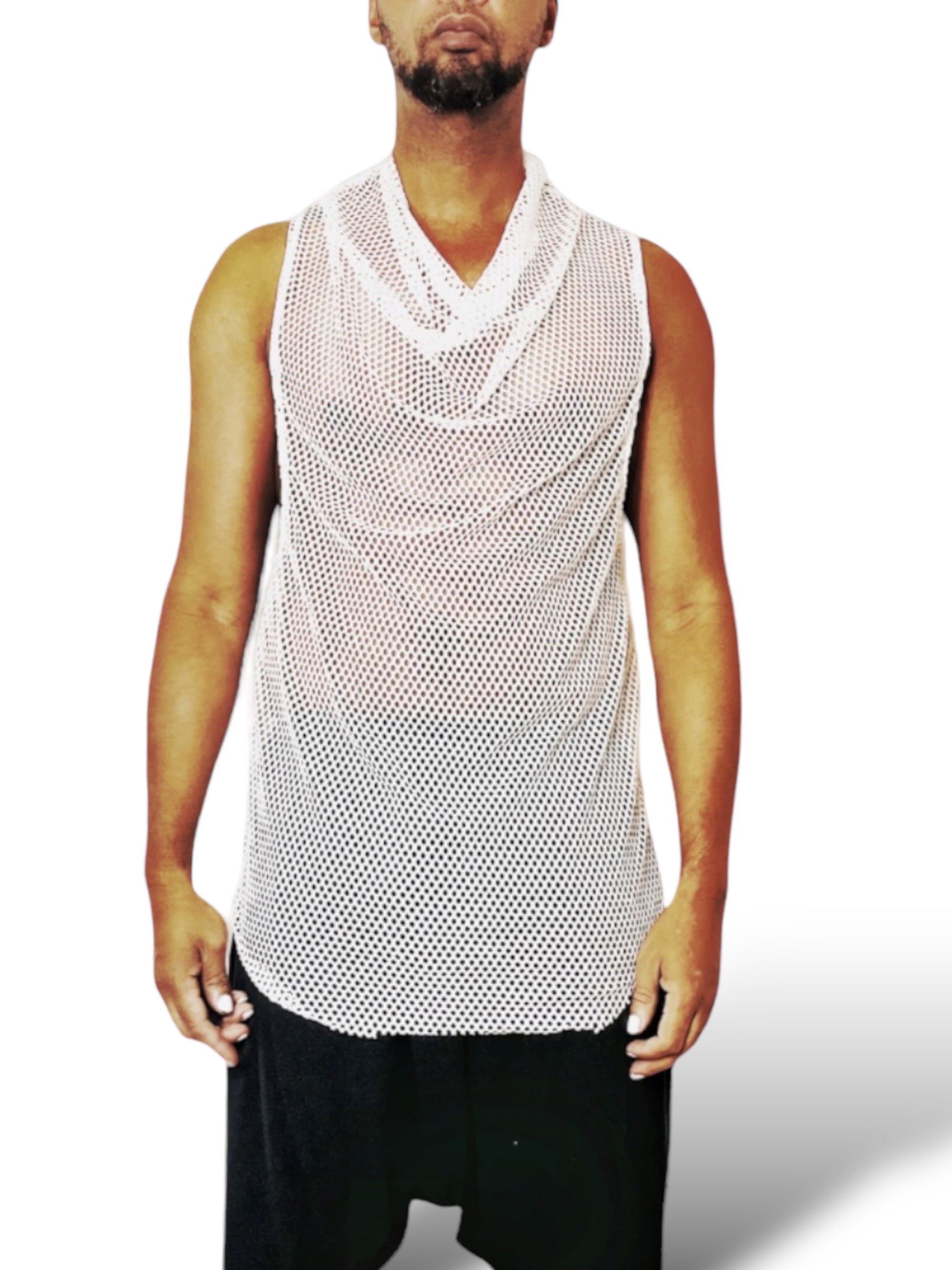 White Mesh Cowlneck Tanktop - Who Cares Why Not