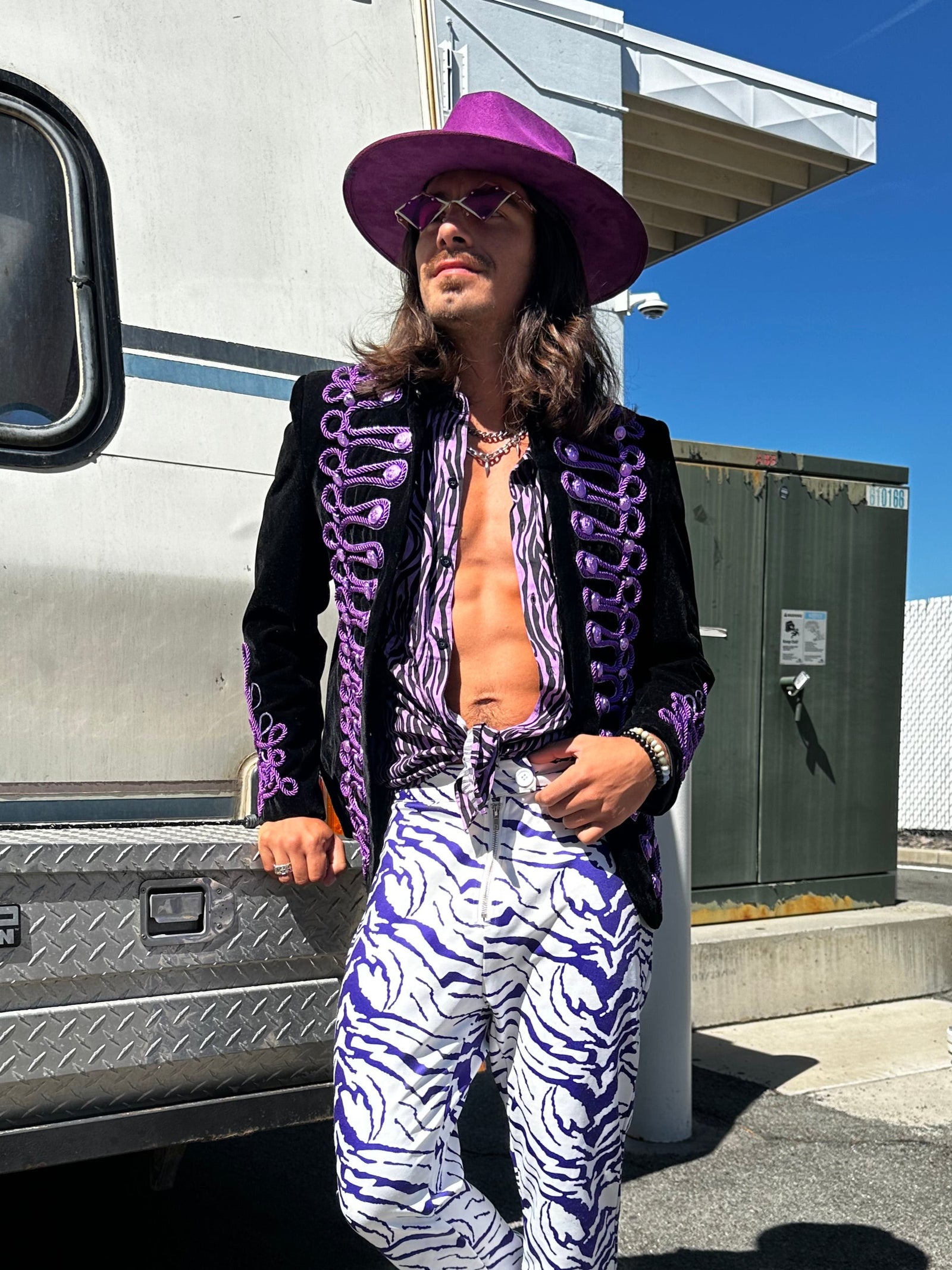 'Bonaparte' Jacket in Black/Purple - Who Cares Why Not