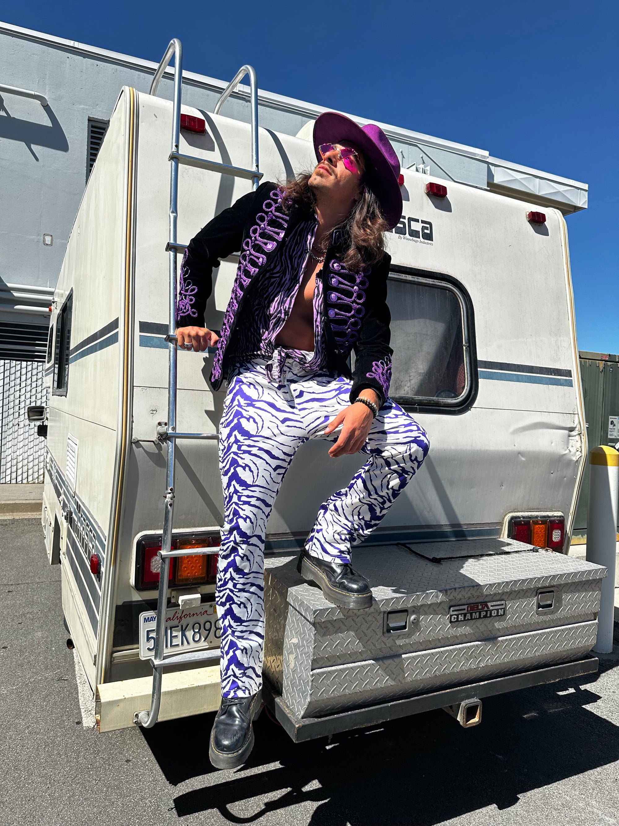 'Bonaparte' Jacket in Black/Purple - Who Cares Why Not