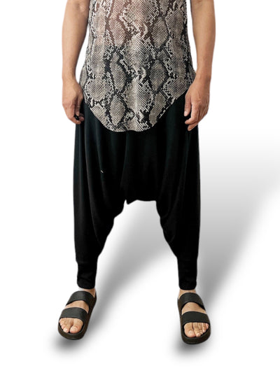 Black Jersey Harem Pant | Black | Rayon Jersey - Who Cares Why Not