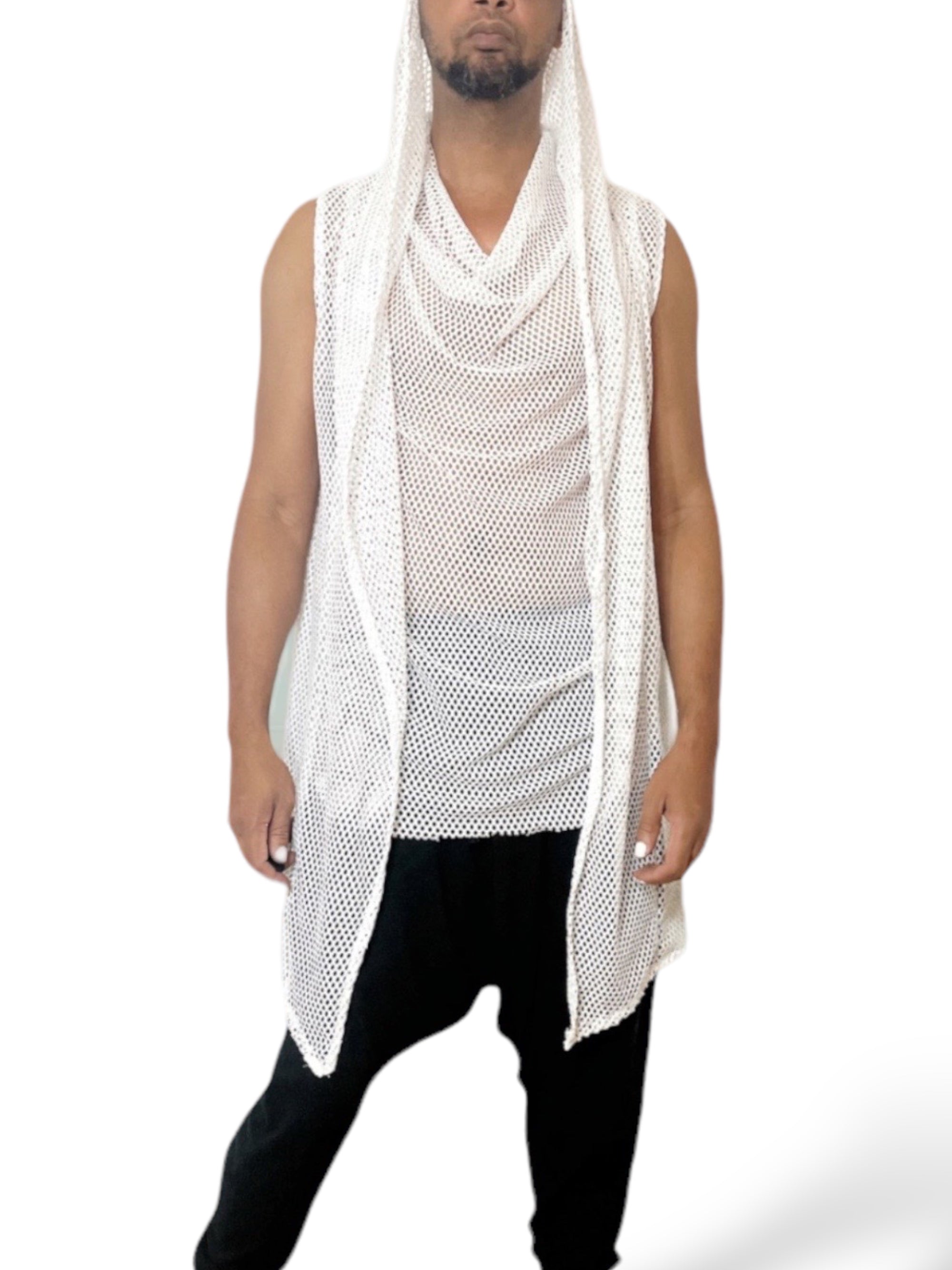 White Mesh Hooded Cardigan - Who Cares Why Not