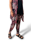 Red Tribal Jogger Pant Rayon Jersey | Black And White - Who Cares Why Not
