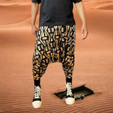 Symbol Aztec Tribal Sequins Jogger Pant Sequin Patterned Mesh Lined Two Tone Gold And Festival Trouser Pants Unisex
