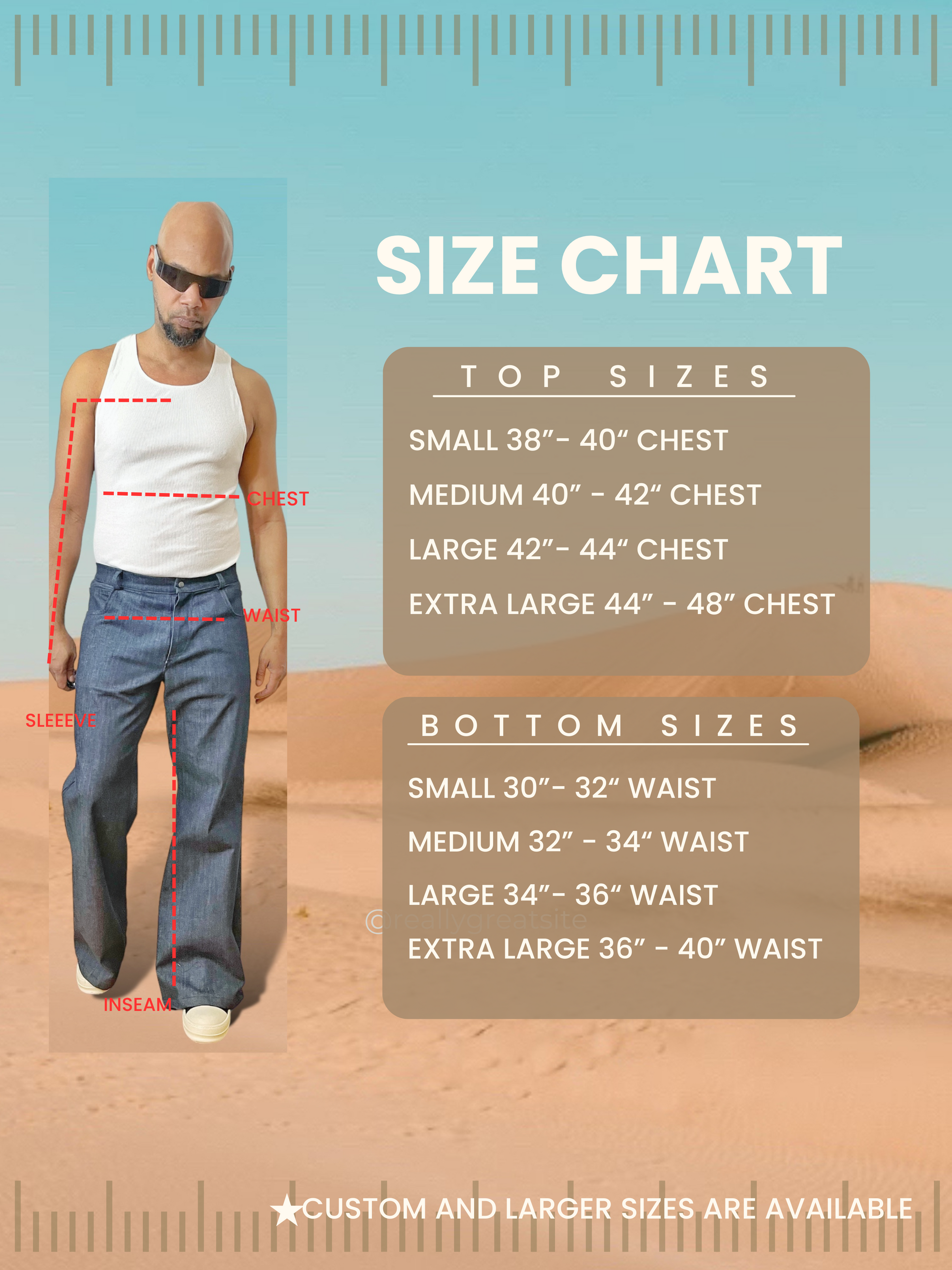 Size Chart, Jerseys Handmade Store Size Guide