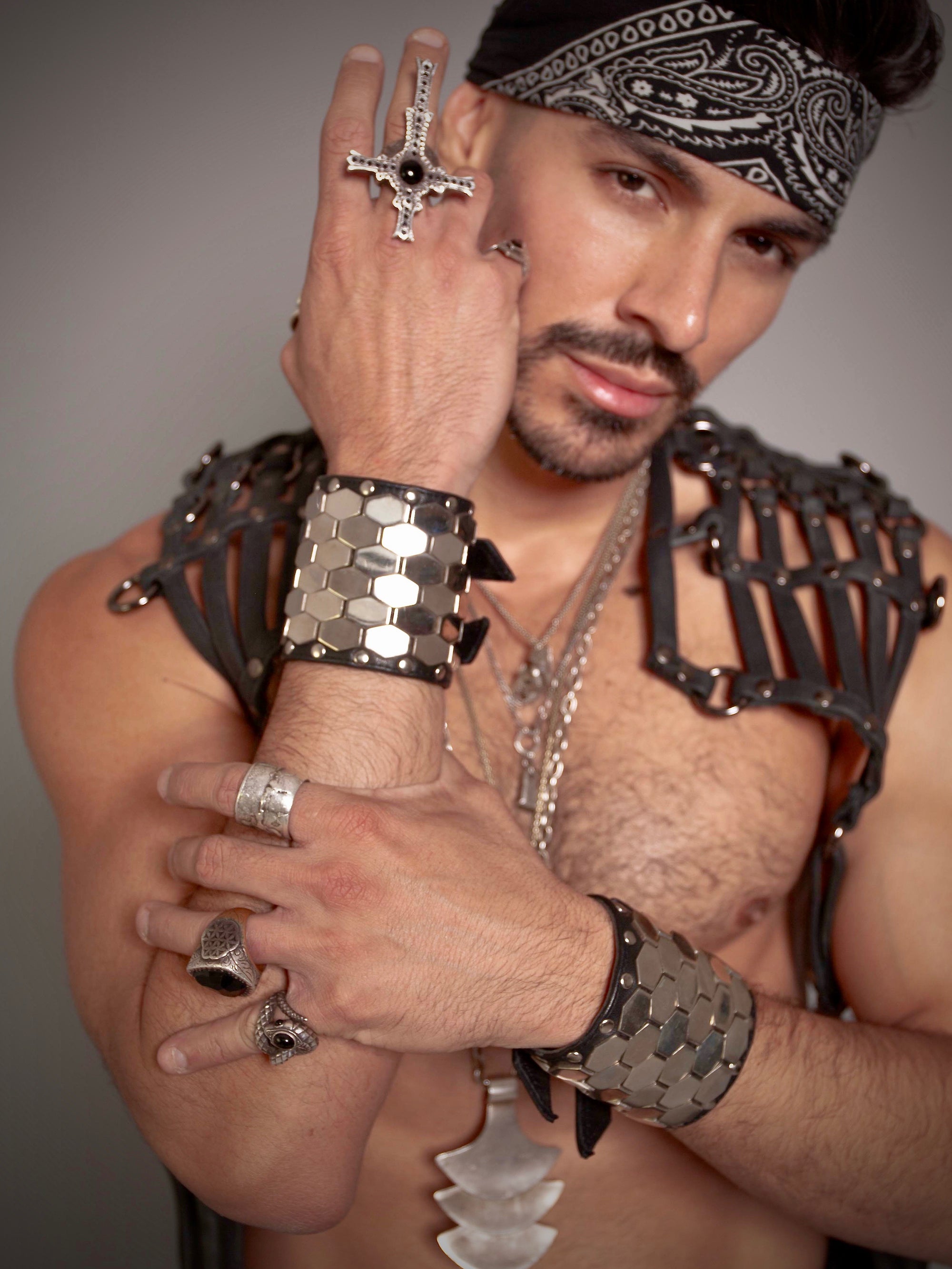 'HEX' Leather Cuffs - Who Cares Why Not