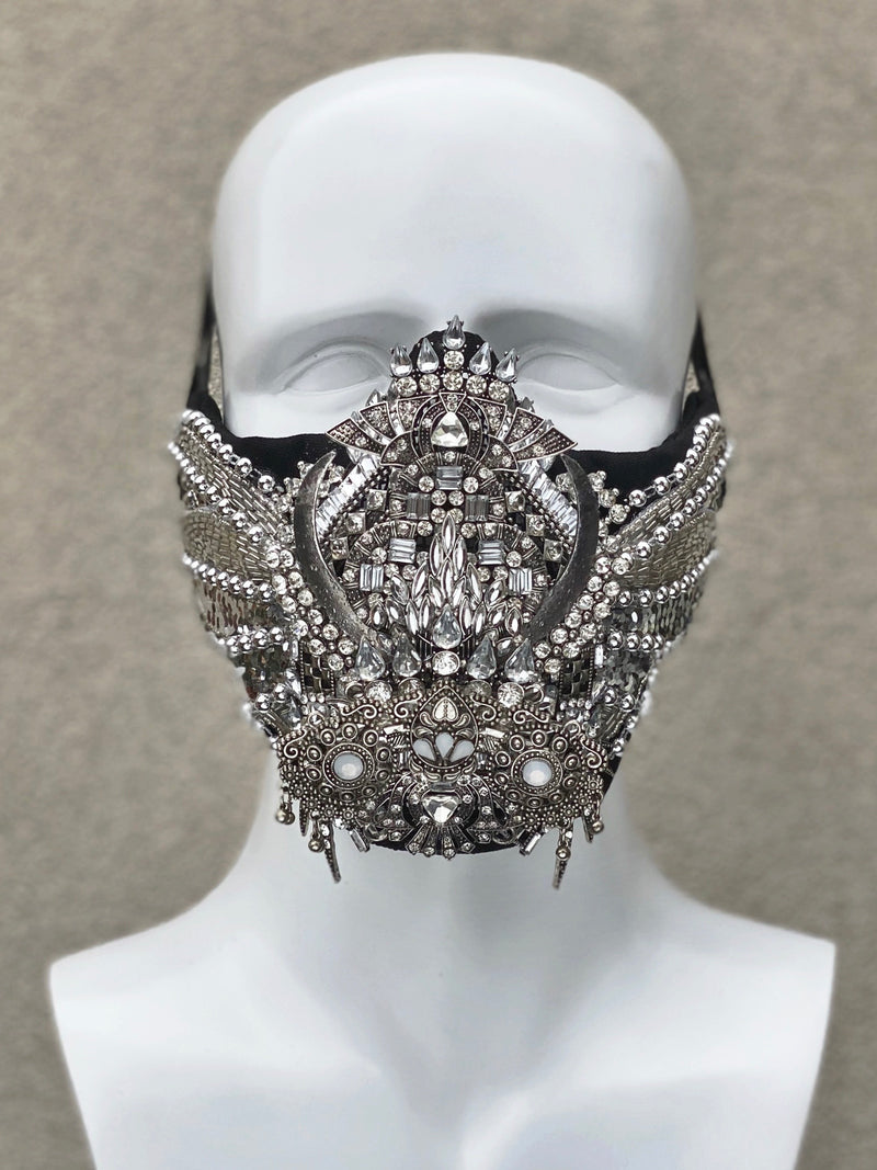 SILVER SCARAB face mask - Who Cares Why Not