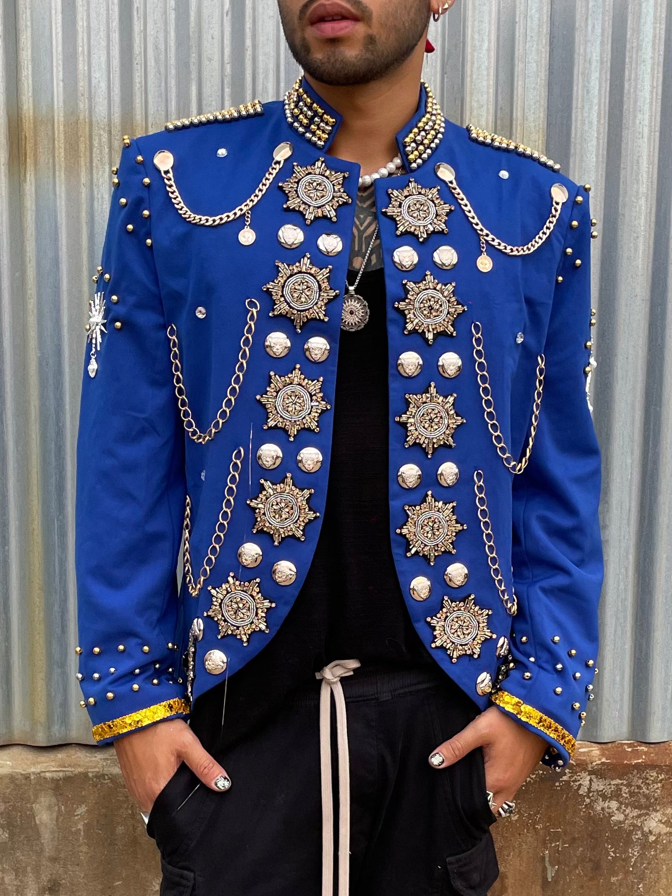 Blue sales embroidered jacket